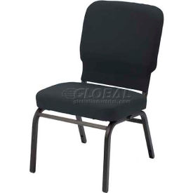 Oversized Church Chair - Armless - Stacking - Black Vinyl Black Frame