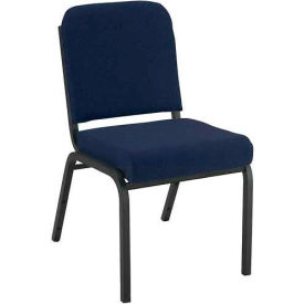 Stacking Chair with Front Roll - Armless - 2" Navy Fabric/Black Steel Frame