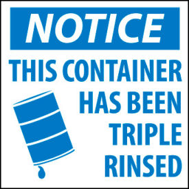 Hazardous Waste Paper Labels - Notice This Container Has Been Triple Rinsed