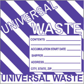 Hazardous Waste Vinyl Labels - Universal Waste (Striped)