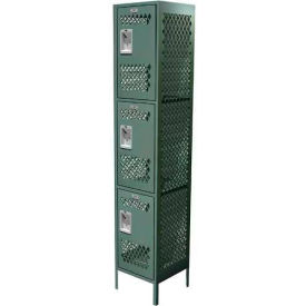 3-Tier 3 Door Ventilated Locker, Add On, 12"Wx12"Dx78"H, Almond, Unassembled