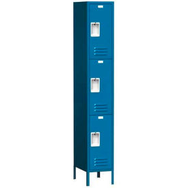 Traditional 3-Tier 3 Door Locker, Add On, 12"W x 15"D x 78"H, Blue Frost, Unassembled