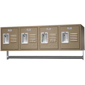 Traditional 4 Person Wall Locker, Starter, 11-1/4"W x 18"D x 13"H, Almond, Unassembled