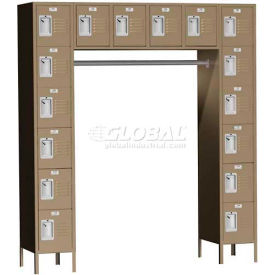 Traditional 16 Person Locker, 69-1/8"W x 18"D x 78"H, Almond, Assembled