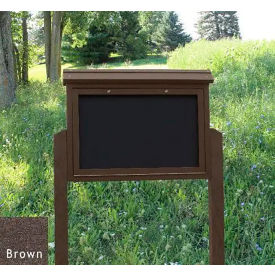 Medium Message Center - 2 Sided/2 Posts, Brown, 40"W x 30"H