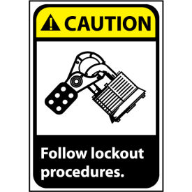 Caution Sign 10x7 Vinyl - Follow Lock Out Procedures