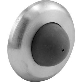 Door Stop, Wall Mount with Rubber Bumper, Brushed Stainless