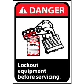 Danger Sign 14x10 Rigid Plastic - Lock Out Equipment Before Servicing