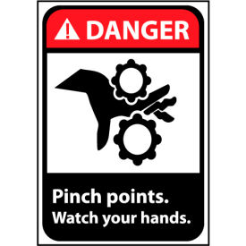 Danger Sign 14x10 Rigid Plastic - Pinch Points Watch Your Hands