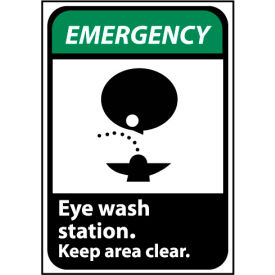 Emergency Sign 10x7 Rigid Plastic - Eye Wash Station Keep Area Clear
