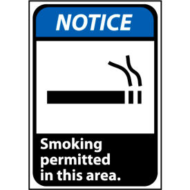 Notice Sign 10x7 Vinyl - Smoking Permitted In This Area