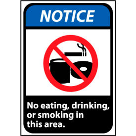 Notice Sign 10x7 Vinyl - No Eating, Drinking or Smoking