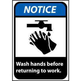 Notice Sign 14x10 Vinyl - Wash Hands Before Returning To Work