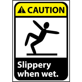 Caution Sign 14x10 Rigid Plastic - Slippery When Wet