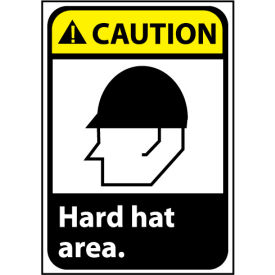 Caution Sign 10x7 Rigid Plastic - Hard Hat Area