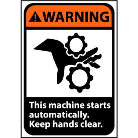 Warning Sign 14x10 Rigid Plastic - Machine Starts Automatically