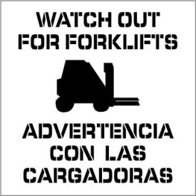 Plant Marking Stencil 20x20 - Look Out Forklifts Bilingual