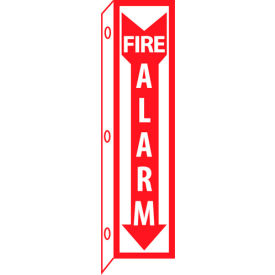 Fire Flange Plastic Sign, Fire Alarm, 4"W x 18"H, Gray