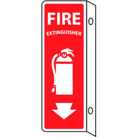 Fire Flange Plastic Sign, Fire Extinguisher, 4"W x 12"H, Gray