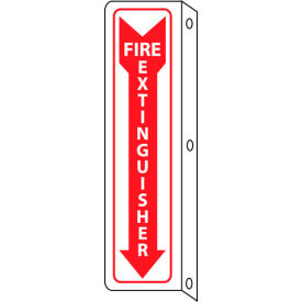 Fire Flange Plastic Sign, Fire Extinguisher, 4"W x 18"H, Gray