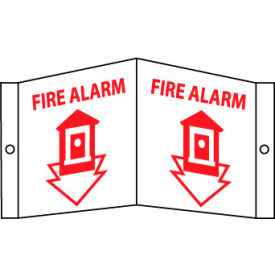Fire Visi Vinyl Sign, Fire Alarm, 14-1/2"W x 8"H, Gray, White