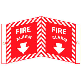 Fire Visi Vinyl Sign, Fire Alarm, 8-3/4"W x 5-3/4"H, Gray, Red