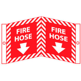 Fire Visi Vinyl Sign, Fire Hose, 8-3/4"W x 5-3/4"H, Gray, Red