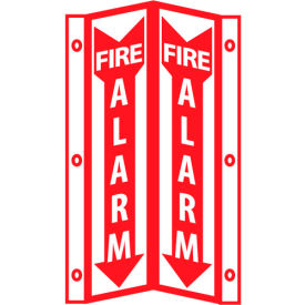 Fire Visi Vinyl Sign, Fire Alarm, 8-3/4"W x 16"H, Gray, White