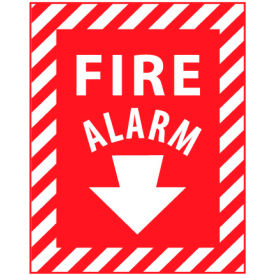 Fire Safety Plastic Sign, Fire Alarm, 9"W x 12"H, Gray