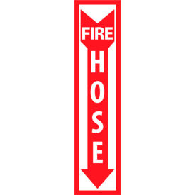Fire Safety Plastic Sign, Fire Hose, 4"W x 18"H, Gray