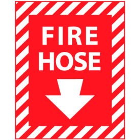 Fire Safety Sign - Fire Hose with Down Arrow - Plastic