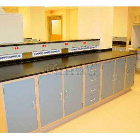 Lab Design Workbench, 8 Doors, 5 Drawers, 196"W x 30"D, Champagne