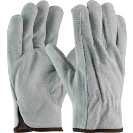 Split Cowhide Drivers Gloves, Premium Grade, Keystone Thumb, Gray, XL