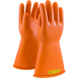 Electrical Rated Gloves, 14"L, Unlined, Smooth Finish, Beaded, Orange, Class 2, Size 9