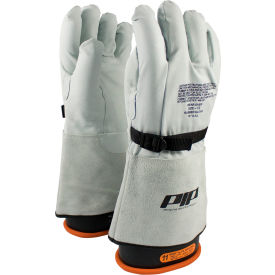 Top Grain Goatskin Leather & Nylon Protector For Novax Gloves, Orange & White, Size 8