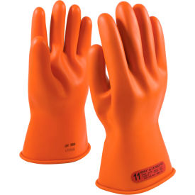 Electrical Rated Gloves, 11"L, Unlined, Smooth Finish, Beaded, Orange, Class 0, Size 11