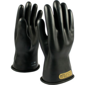 Electrical Rated Gloves, Black, 11", Unlined, Smooth Finish, Beaded, Class 00, Size 9