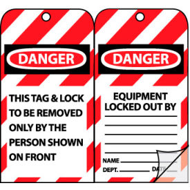 Jumbo Self-Laminating Lockout Tags - Danger Equipment Locked Out By