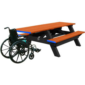 Deluxe 8' Picnic Table, ADA Compliant, Cedar Top/Black Frame