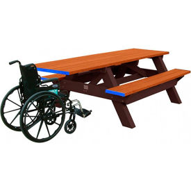 Deluxe 8' Picnic Table, ADA Compliant, Cedar Top/Brown Frame