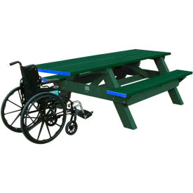 Deluxe 8' Picnic Table, ADA Compliant, Green Top/Green Frame