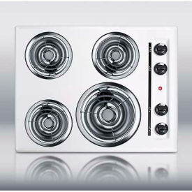 24"W 220V Electric Cooktop, White Porcelain Finish