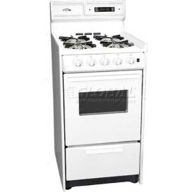 Gas Range, Slim 20"W, Elec. Ignition, Digital Clock/Timer, Oven Window, Light