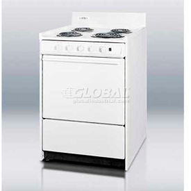 Electric Range, Slim 24"W, Storage Compartment, White, 220V