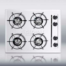 24"W Gas Cooktop, Four Burners, Gas Spark Ignition, White