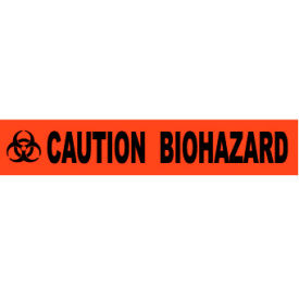 Barricade Tape, 3" x 1000', Orange, Caution Biohazard