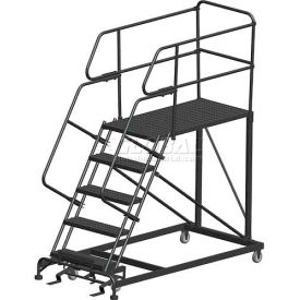 5 Step Heavy Duty Steel Mobile Work Platform W/ Handrails - 36" x 60" Platform