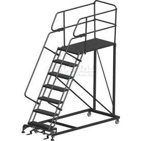 7 Step Heavy Duty Steel Mobile Work Platform W/ Handrails - 24" x 48" Platform