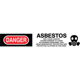3"W x 1000'L Red/White Barricade Tape, "Danger Asbestos Cancer And Lung Disease Hazard"