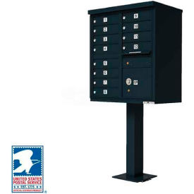 Vital Cluster Box Unit, 12 Mailboxes, 1 Parcel Locker, Black